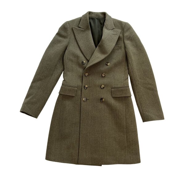 Yves Saint Laurent Double Breasted Overcoat in Green - Picture 1 of 5